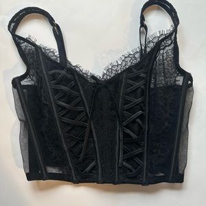 $75 VICTORIAS SECRET DREAM ANGELS UNLINED LACE UP CORSET BRA TOP S-DD